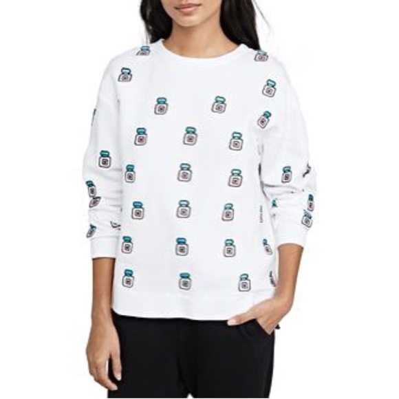 Michaela Buerger White Heart Perfume Bottle Crewneck Sweatshirt Top Women Small - Picture 15 of 15